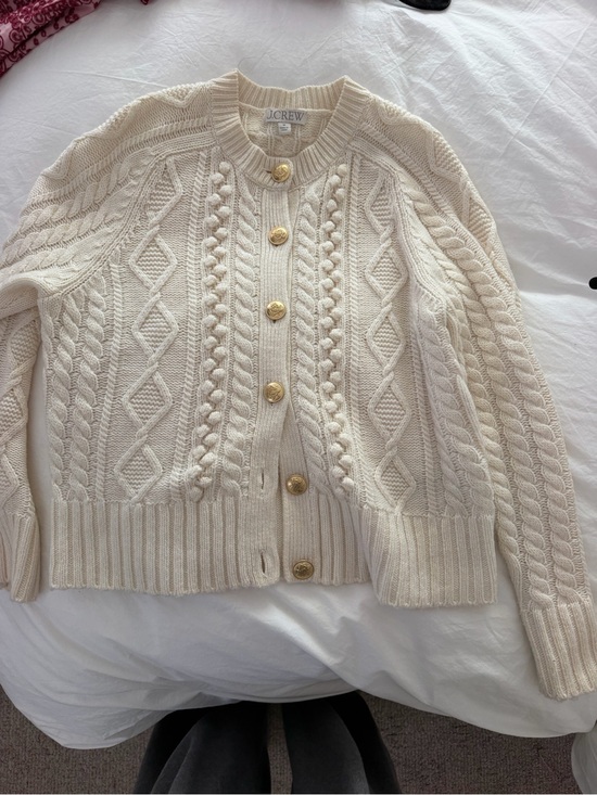 J. Crew Sweaters - J. Crew Cream Cable-Knit Cardigan with Gold Buttons